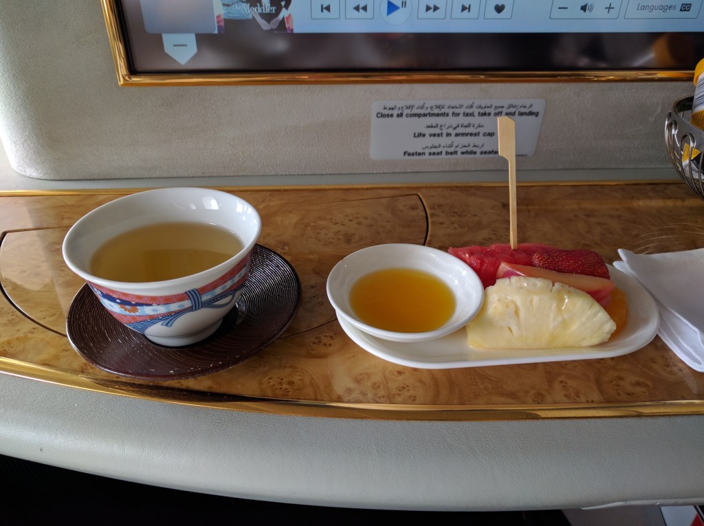 Tea and fruit after my shower