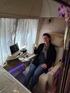 Max enjoying Dom Perignon in suite 1K