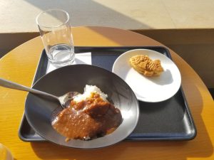 Japanese curry and takoyaki at the JAL Sakura Lounge at Tokyo Narita