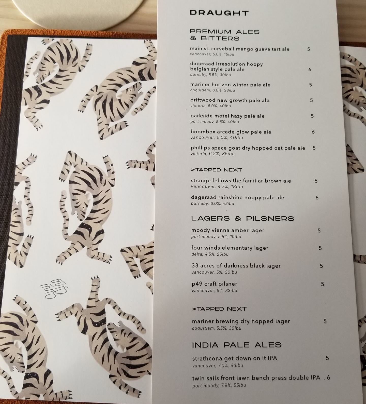 Current Beer List at Sing Sing Beer Bar