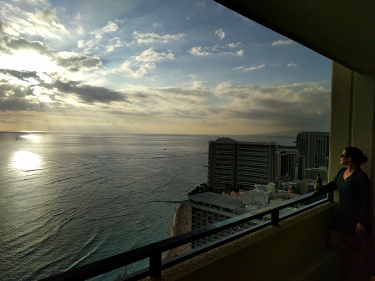 Sunset view from room #3910 at the Hyatt Regency Waikiki