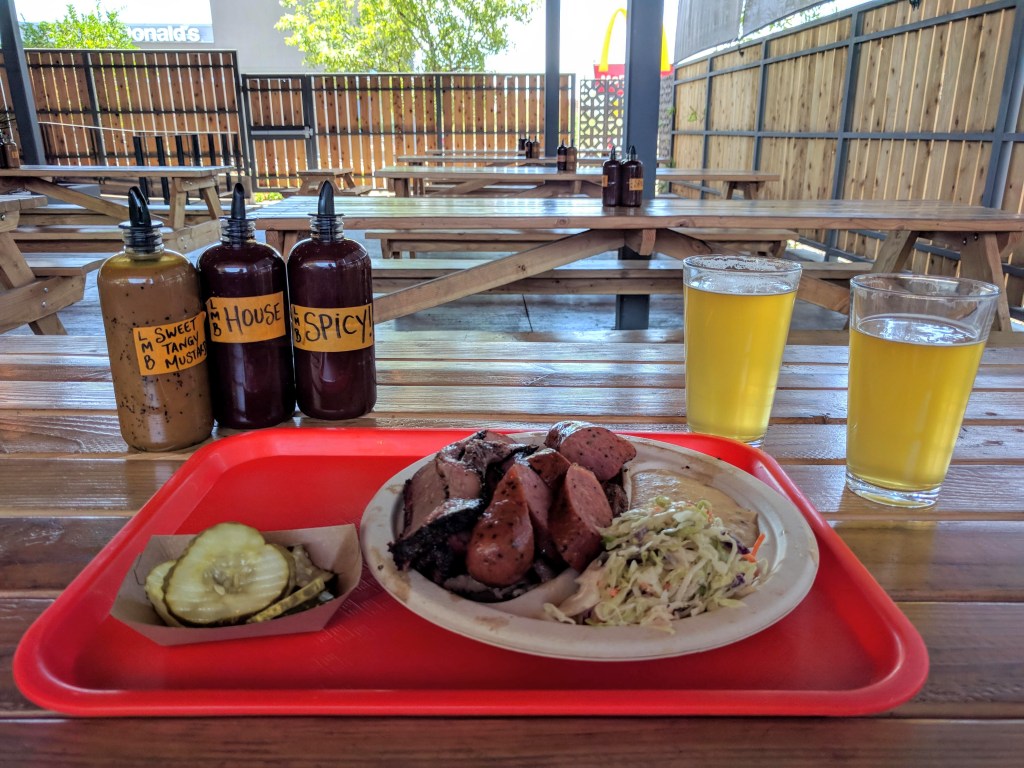 2 Meat plate with coleslaw and jalapeno cheddar grits at Little Miss BBQ Sunnyslope