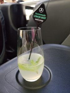 Lemon mint juice served during boarding