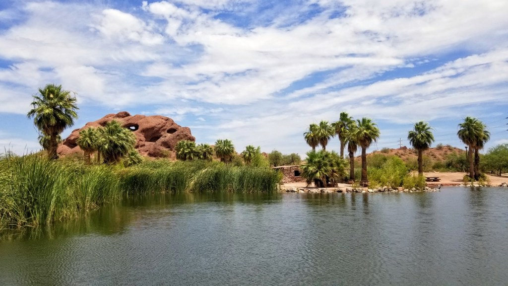 Lake with a view of Hole-in-the-Rock at Papago Park
