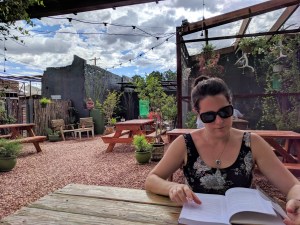 Max reading Lonn Taylor's "Perplexed in Marfa"