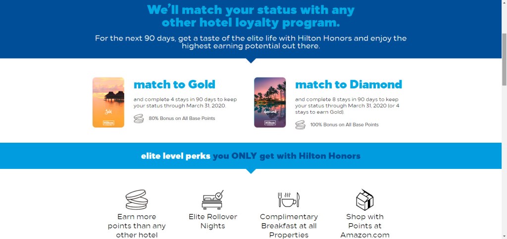 Hilton Honours Status Match Offer