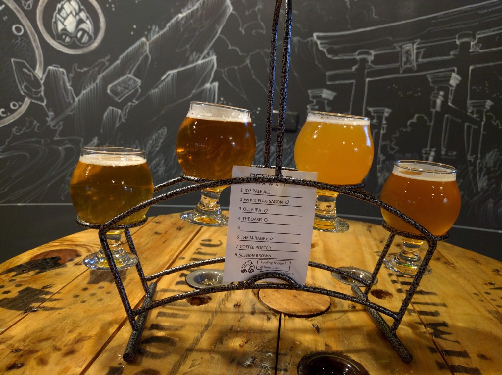 Tasting flight at Beer Lab HI