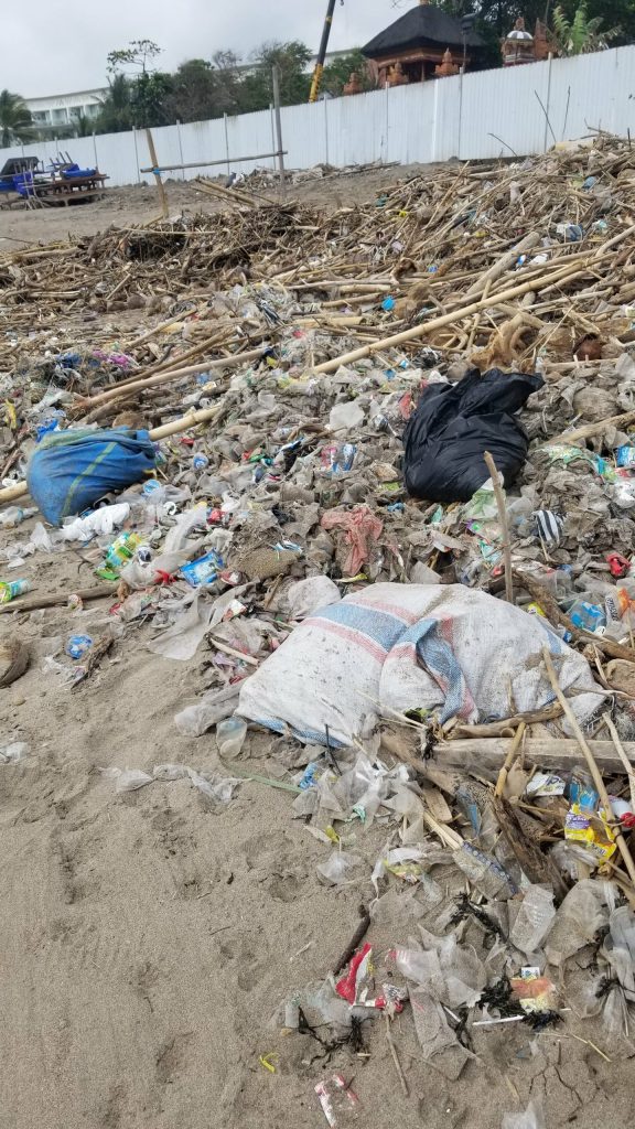 Garbage on Seminyak Beach in December 2018