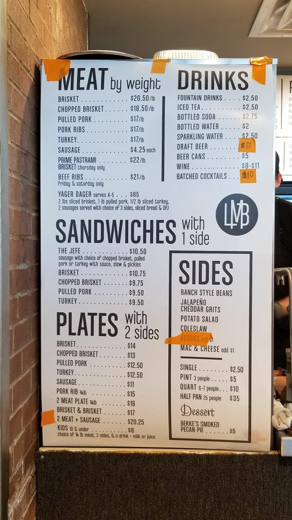 Menu at Little Miss BBQ Sunnyslope