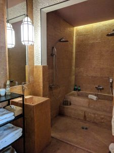 Shower, bath and sink in the bathroom