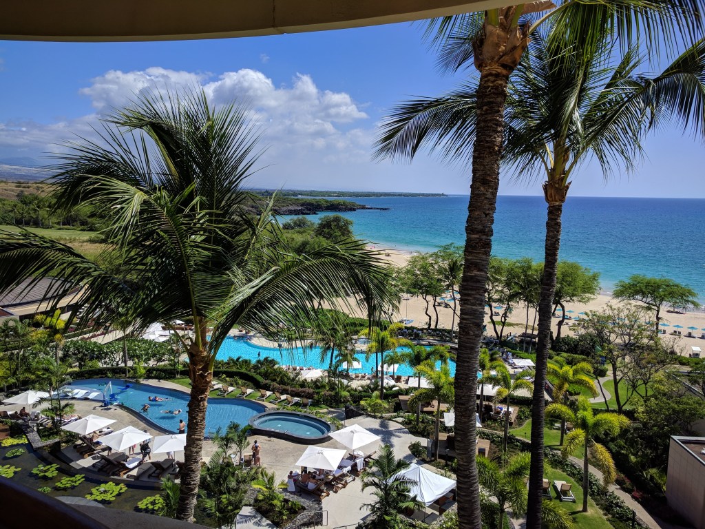 View of the adult and kid-friendly pools