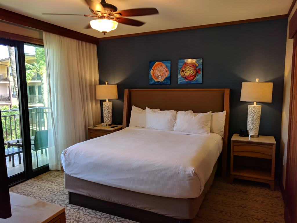 Bedroom in the 1 bedroom partial ocean view villa