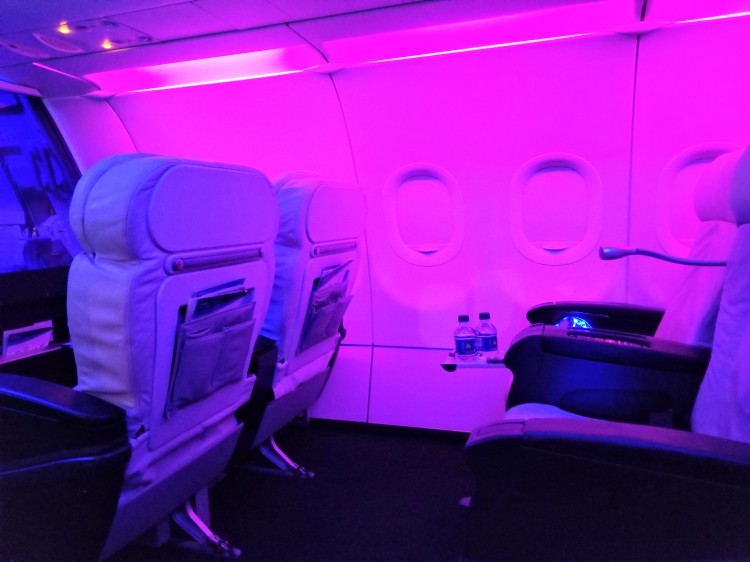 Alaska Airlines First Class on an old Virgin A320 from SEA-LAX