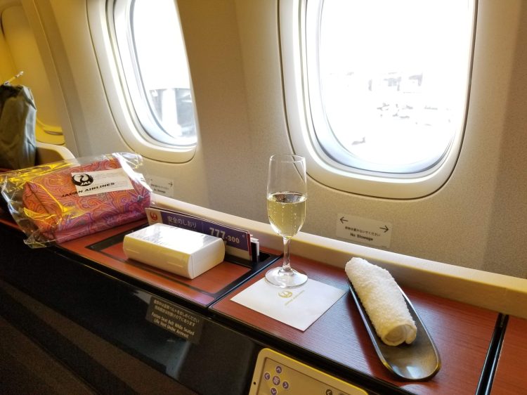 JAL First Class: boarding and welcome