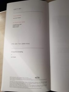 JAL 787 Business Class Menu: NRT-CGK