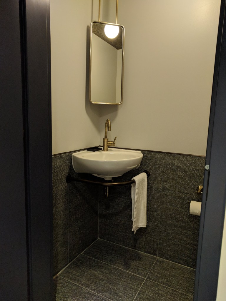 Blue jeans bathroom at Holston House