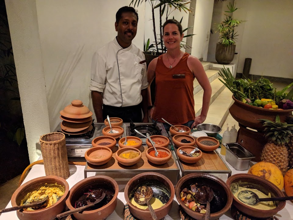 The chef and I at the cooking demonstration at Fort Bazaar