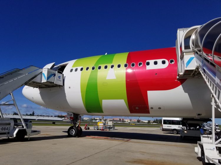 Boarding our flight on TAP Air Portugal's A330neo from LIS to EWR