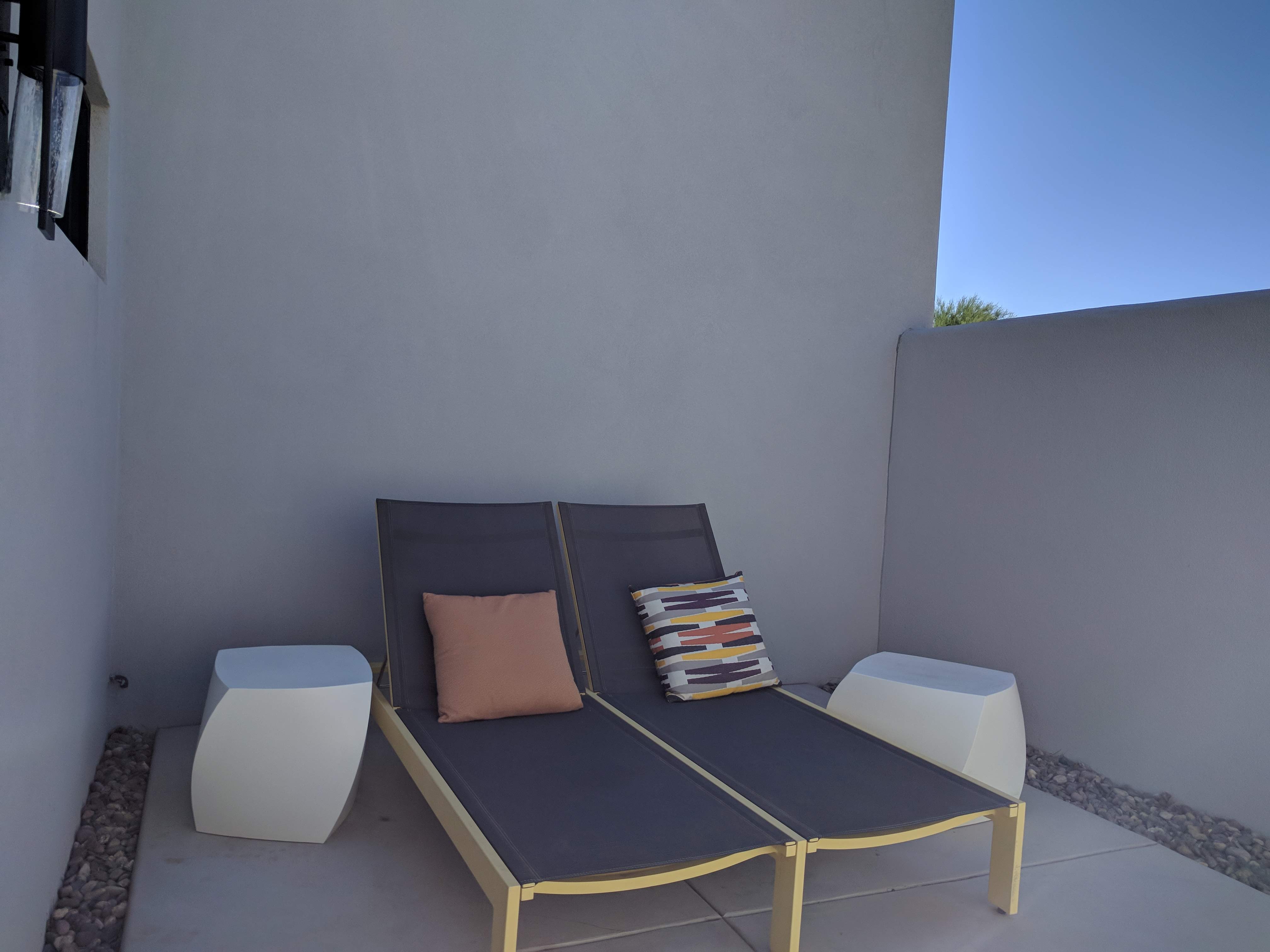 Back patio in the Saarinen bungalow at the Andaz Scottsdale