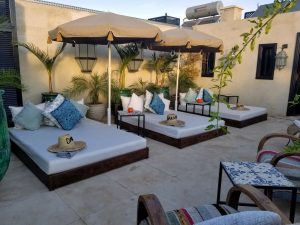 Seating on the rooftop terrace