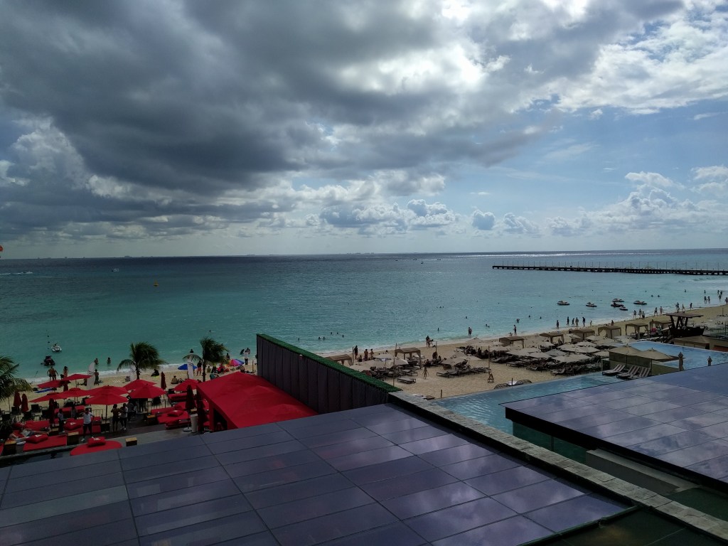 View of the beach and Coralina Beach Club at the Grand Hyatt Playa Del Carmen
