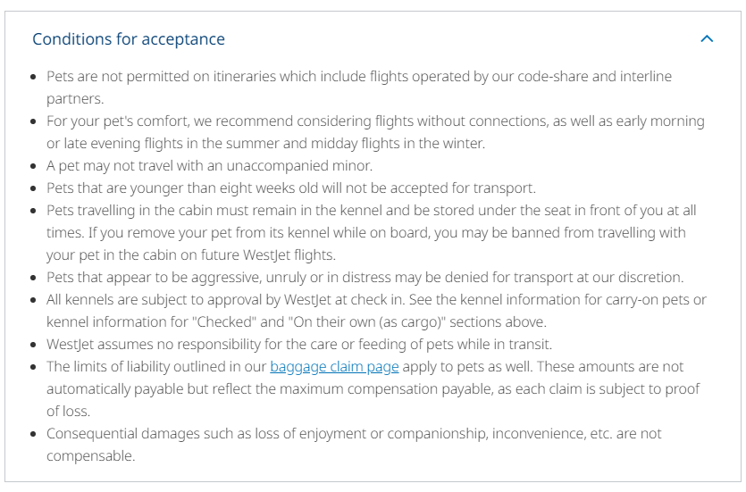 WestJet's Pet Policy for flying with a dog