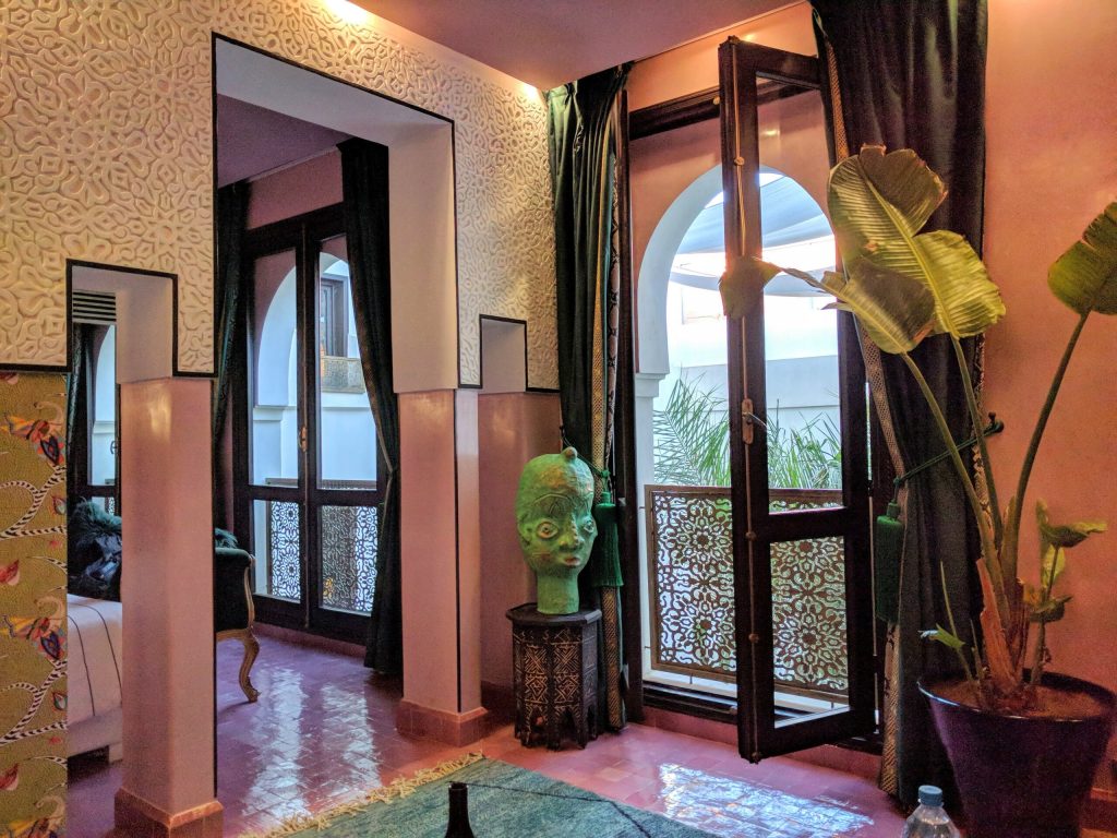 Living area and statue