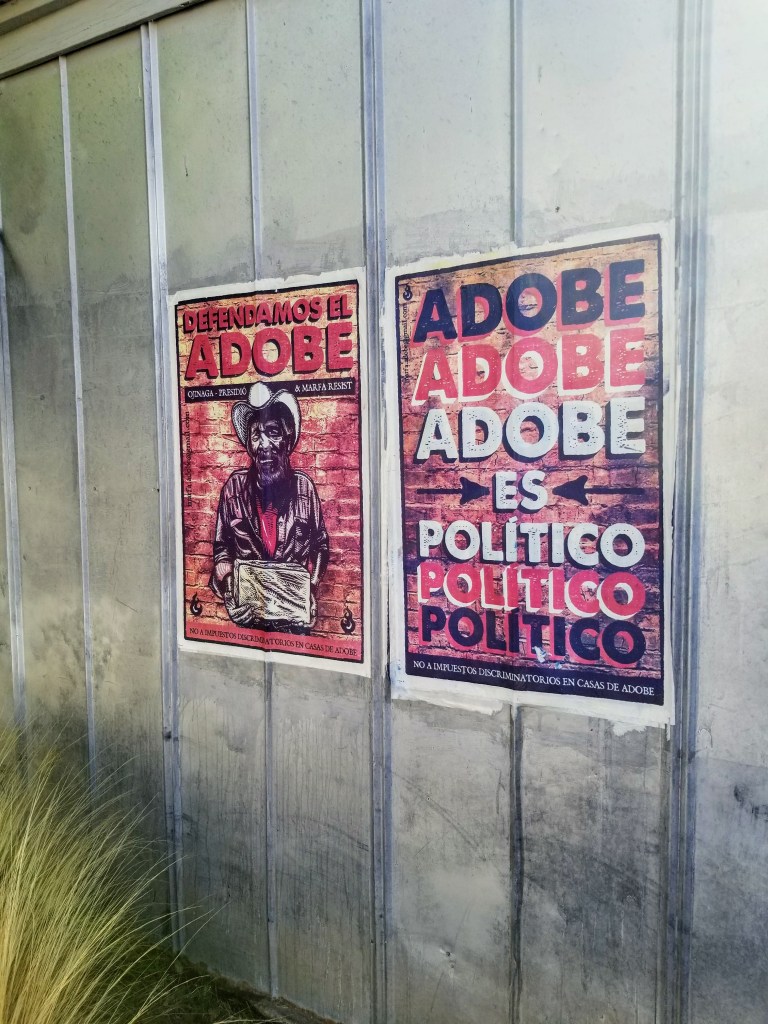 Adobe is political sign in Marfa