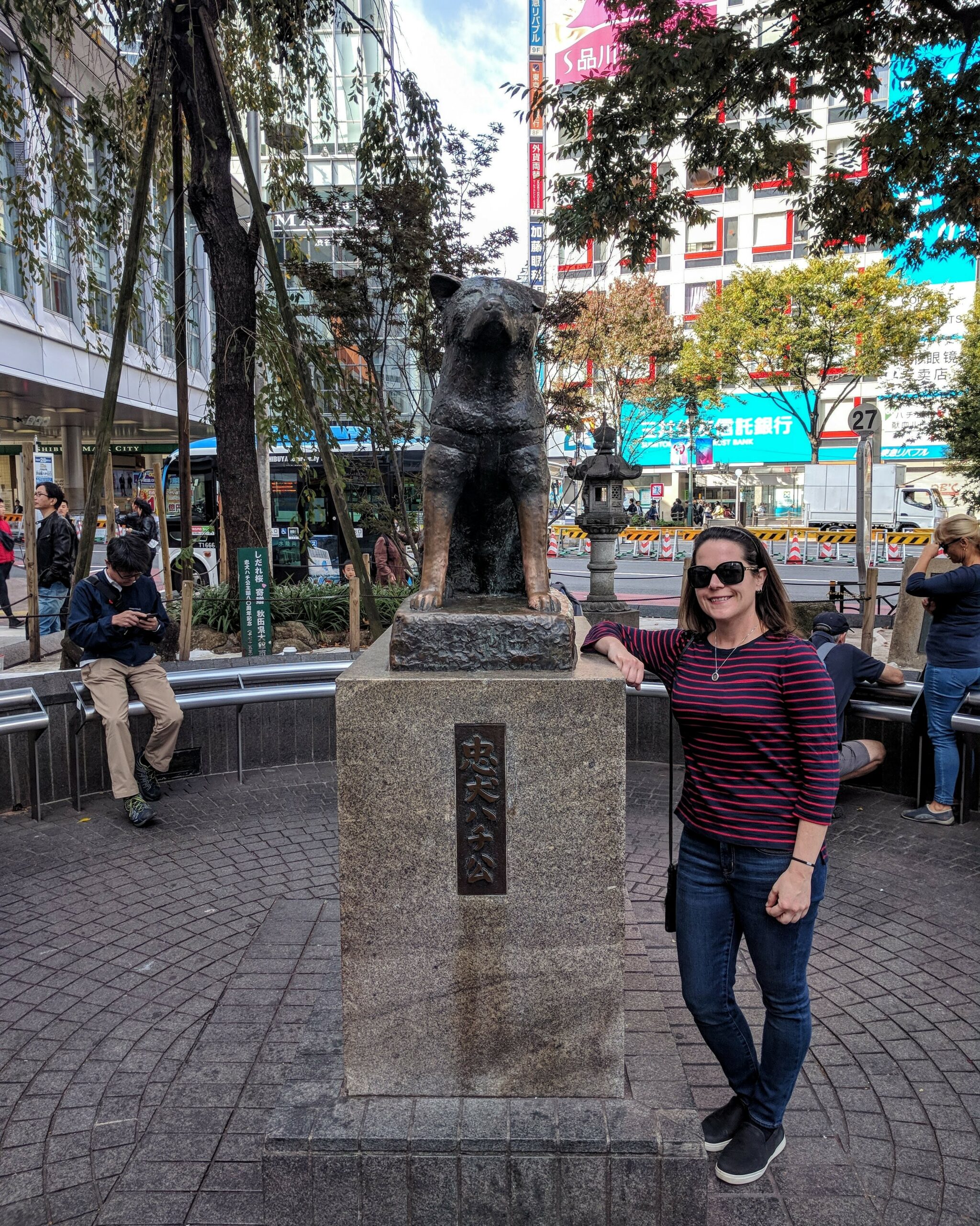 Max with the Hachiko statue in Tokyo