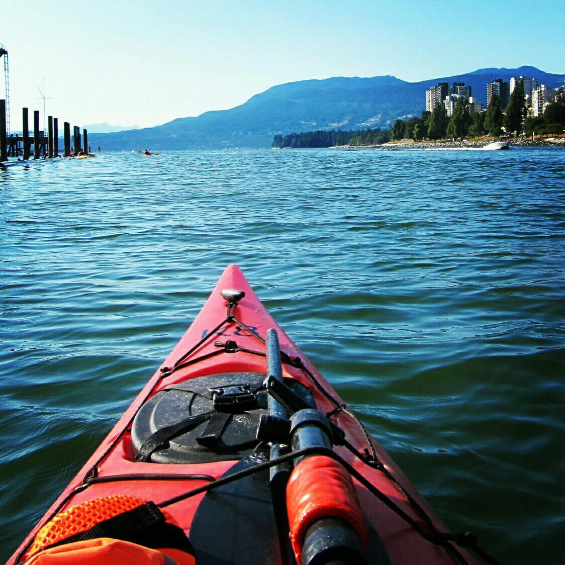Kayaking towards the Burrard Bridge