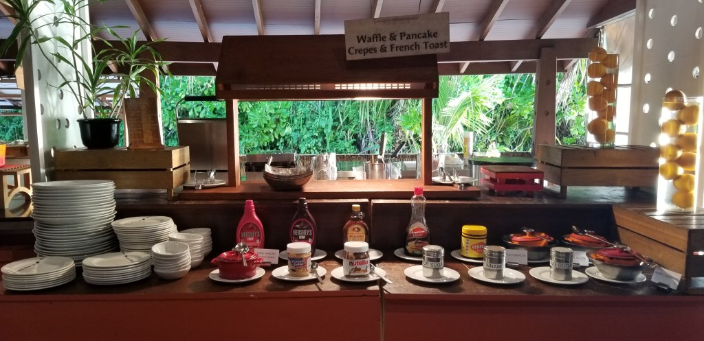 Waffle station for breakfast at Fushi Cafe