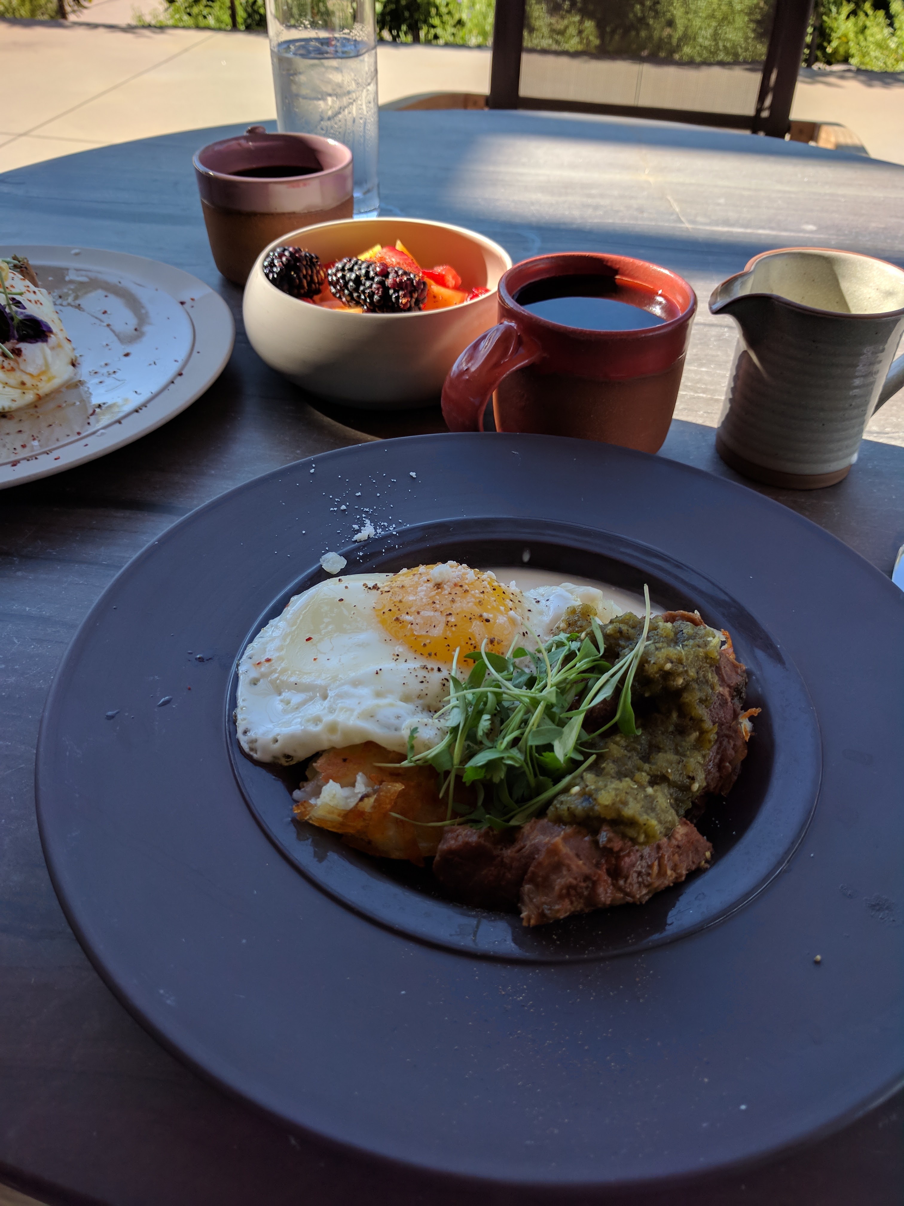 Dirty hashbrown with green chile pork at Weft & Warp