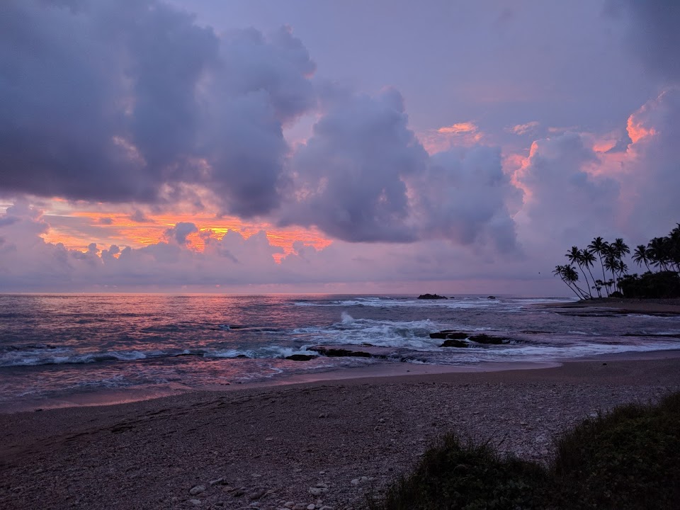 Sunset at the beach by the Jetwing Lighthouse in Galle