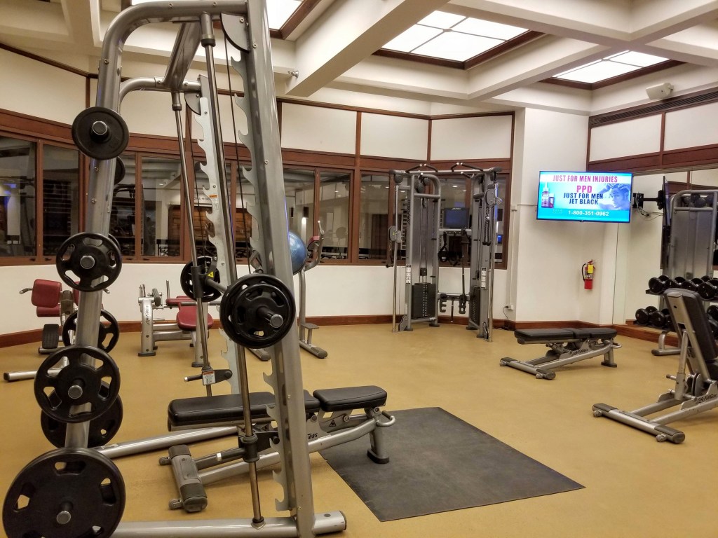 Weight equipment in the gym at the Waikiki Marriott Resort & Spa