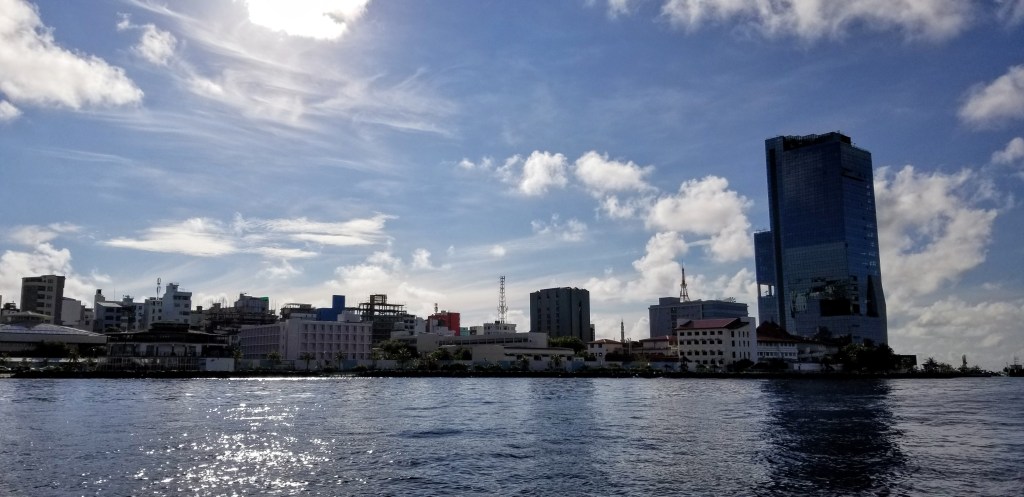 View of Male from the speedboat