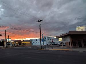 The town of Marfa at sunset