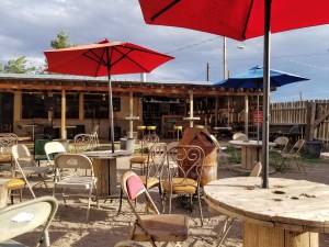 Outdoor patio at the Lost Horse Saloon in Marfa