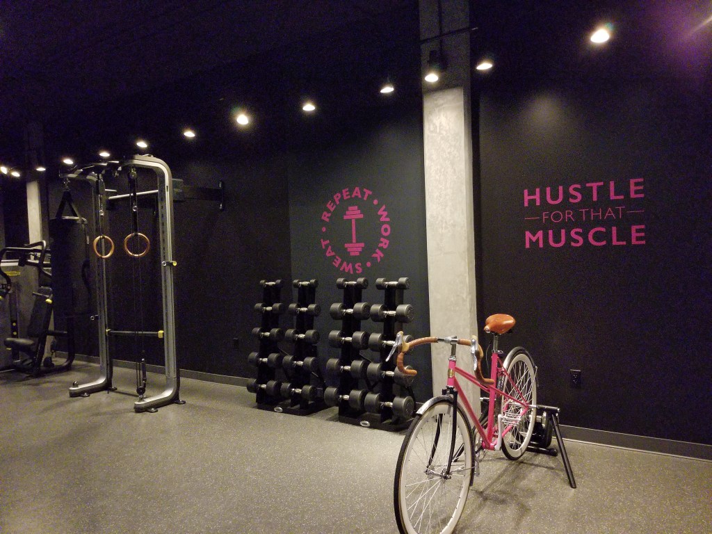 Spin bike and other equipment in the gym