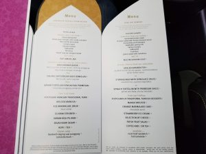 Food menu for dinner