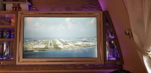 Watching us land in Male on the 32 inch in-flight entertainment screen