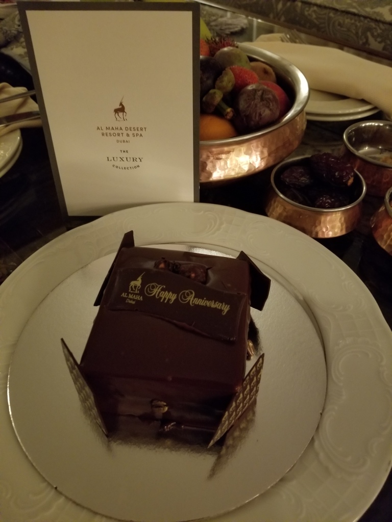Anniversary cake provided by the hotel