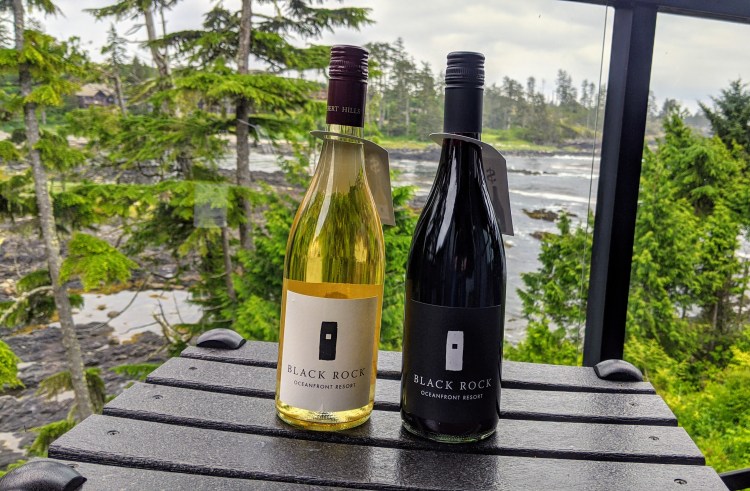 Black Rock Ocean Front Resort: house wine made in Oliver BC! Not bad, at about $29 per bottle if we recall correctly