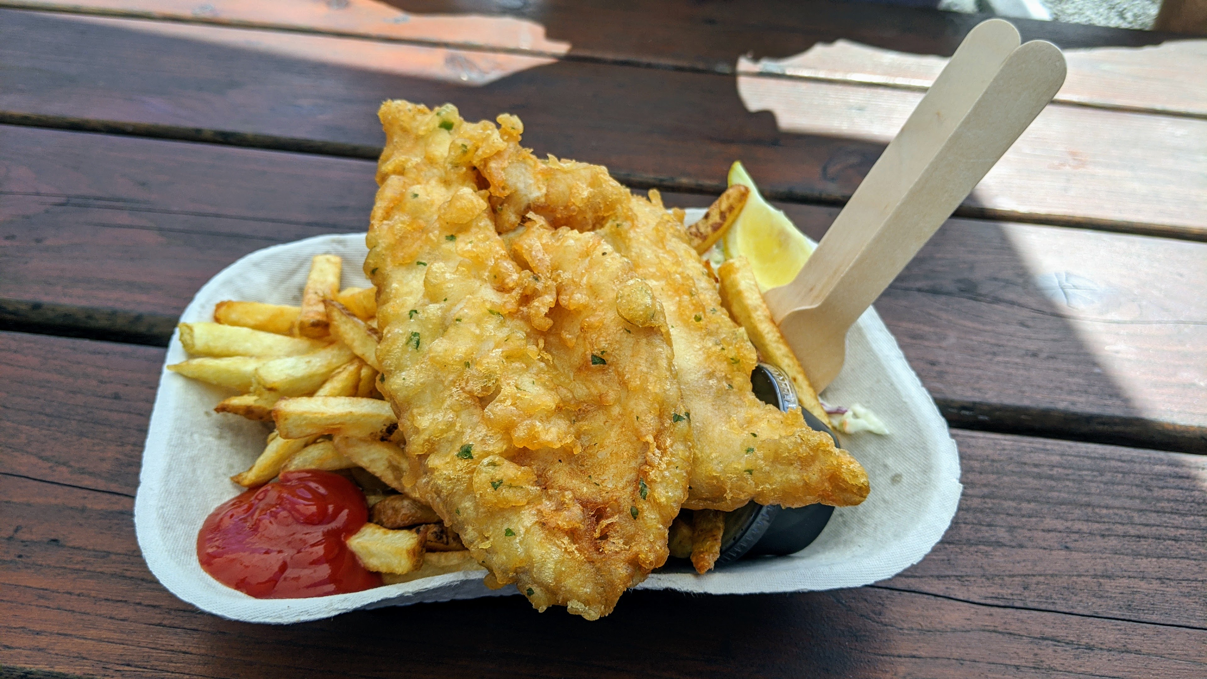 Fish and chips from Jiggers; we shared a two piece plate