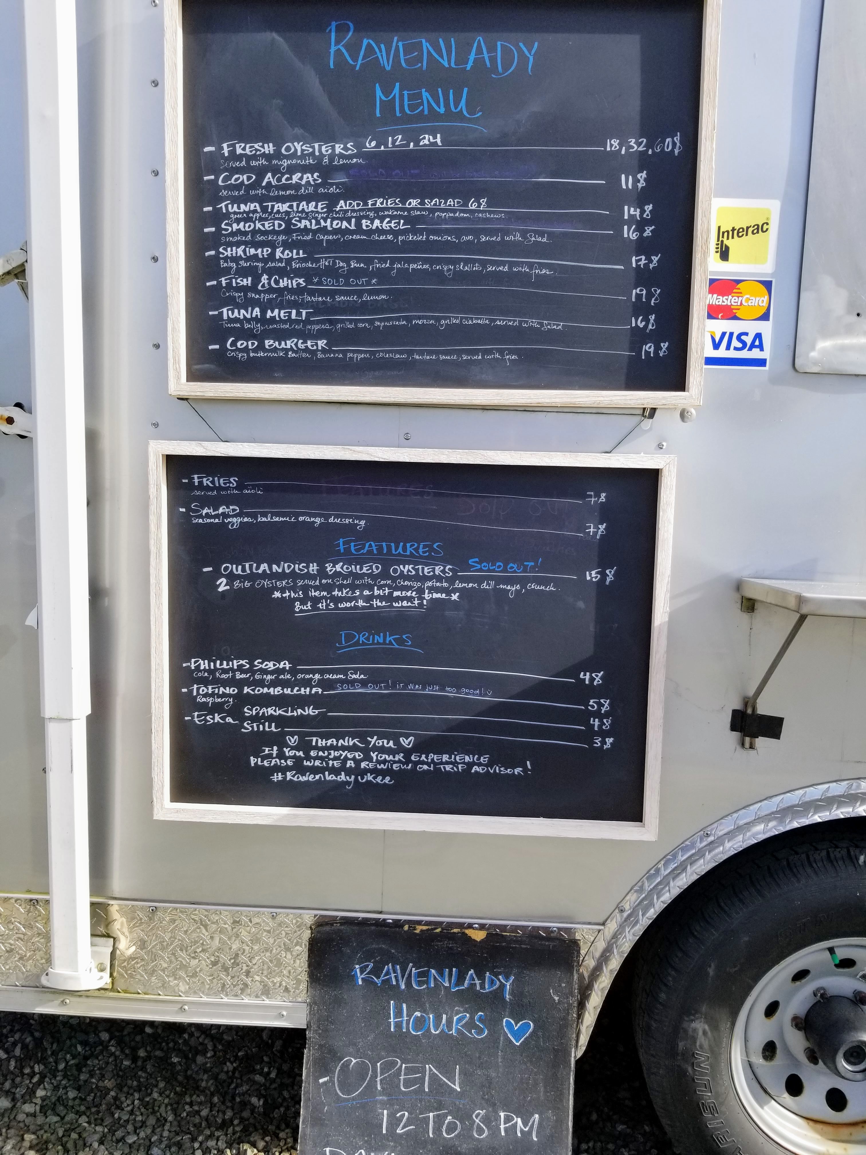 Raven Lady Food Truck menu