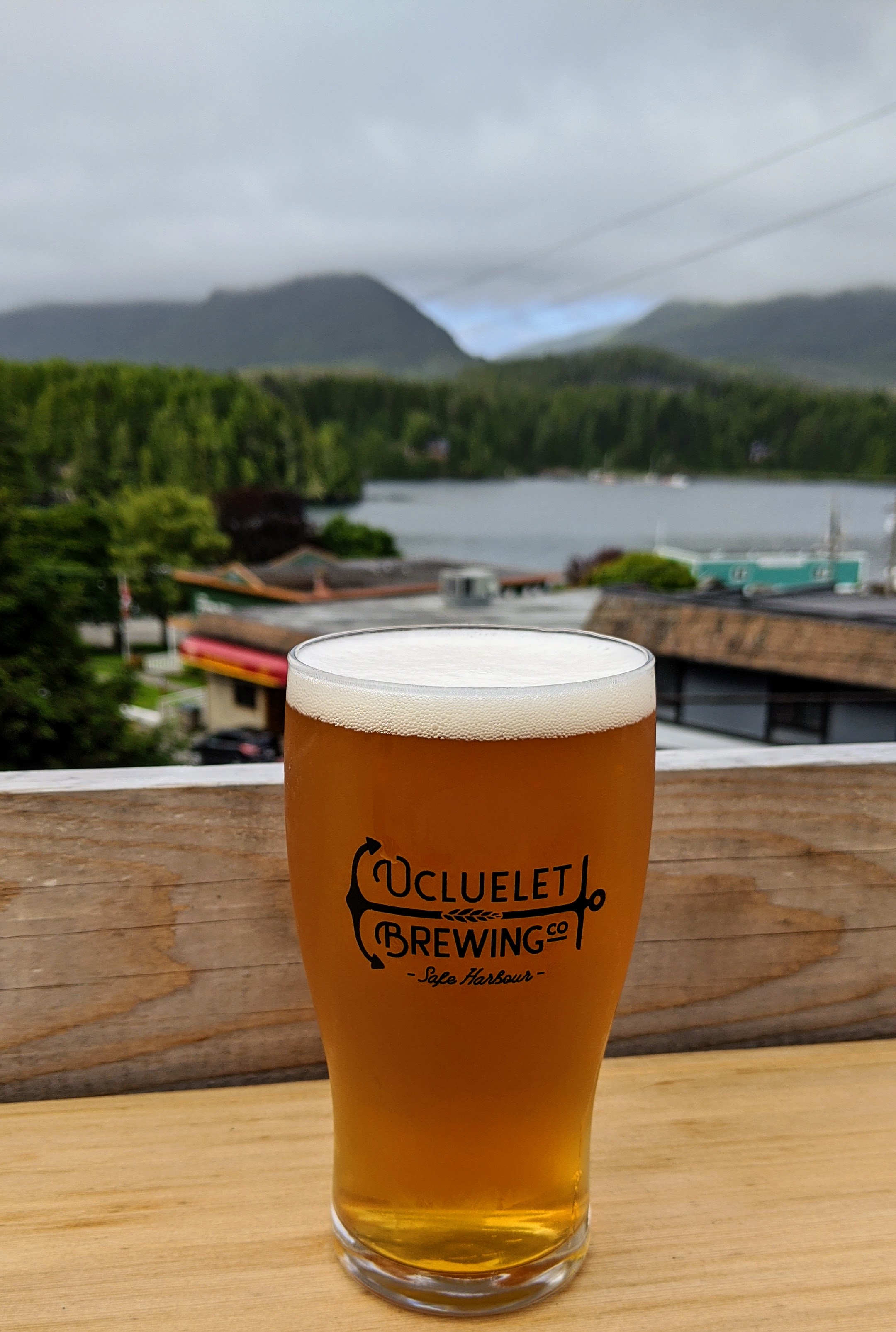 Enjoying a beer at Ucluelet Brewing