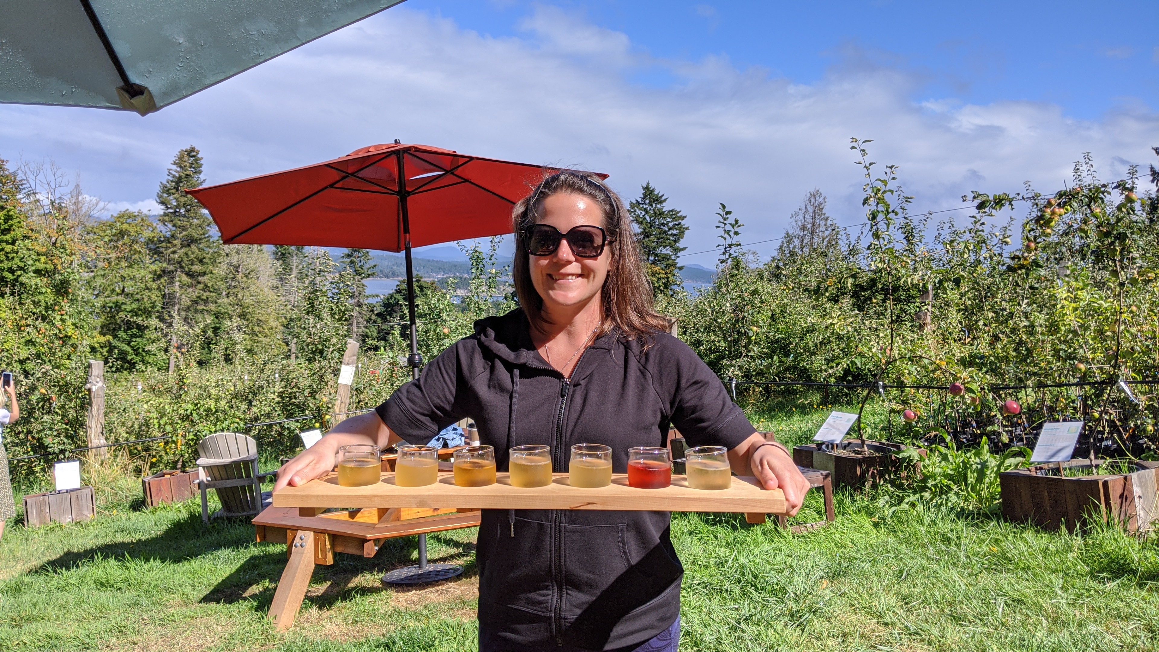 Cider Works: Max with a flight of cider