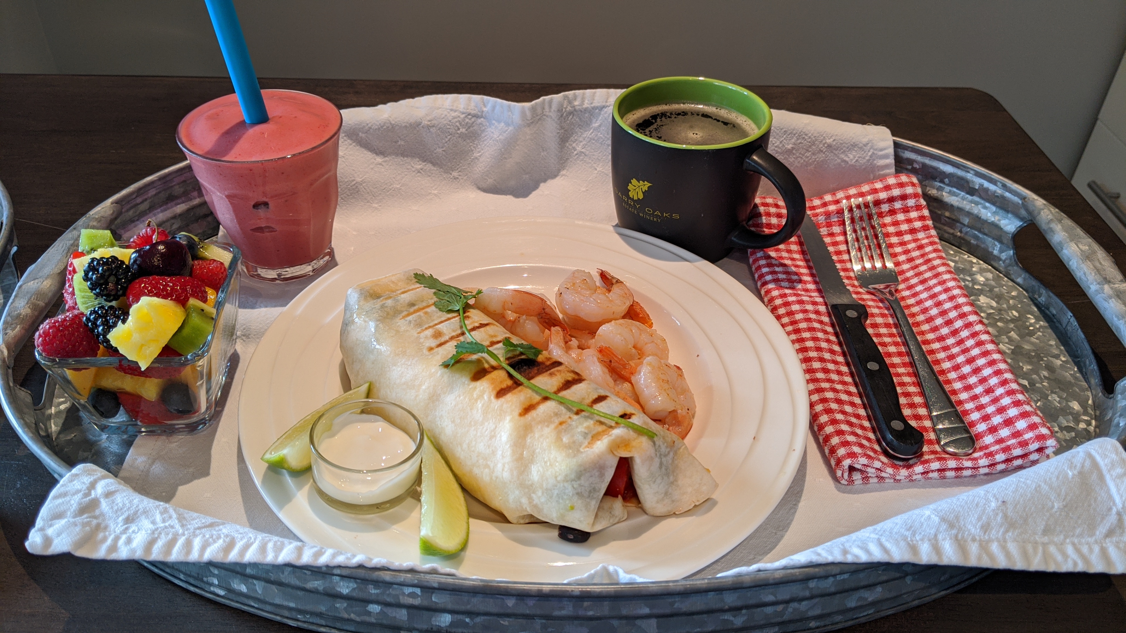 Sunrise Isles Bed and Breakfast: shrimp and breakfast burrito