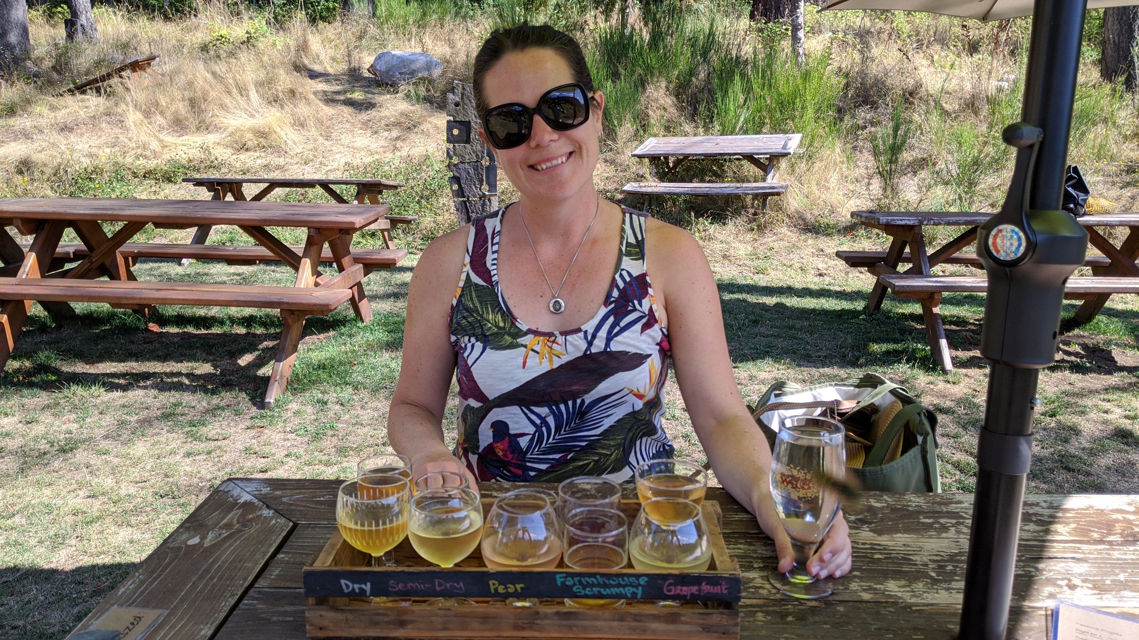 Salt Spring Wild Cider: Max with a tasting flight of all their ciders