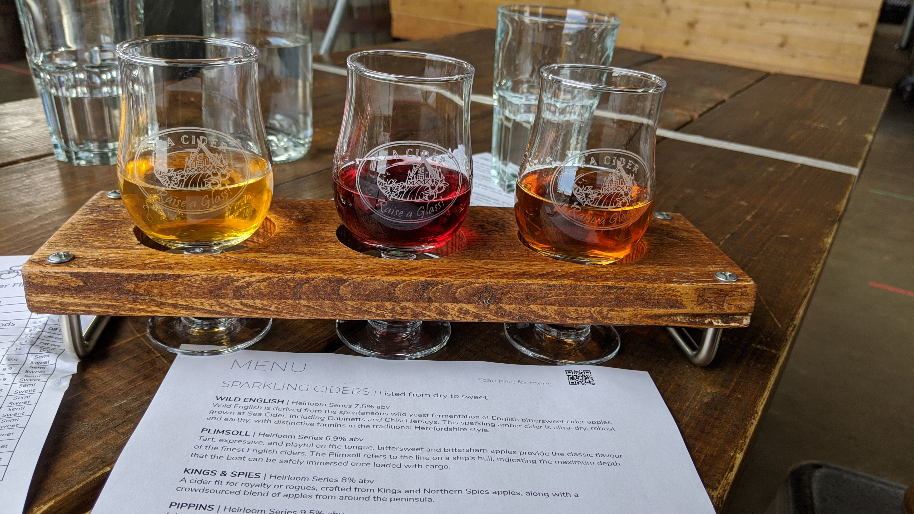 A cider flight at Sea Cider in Saanichton