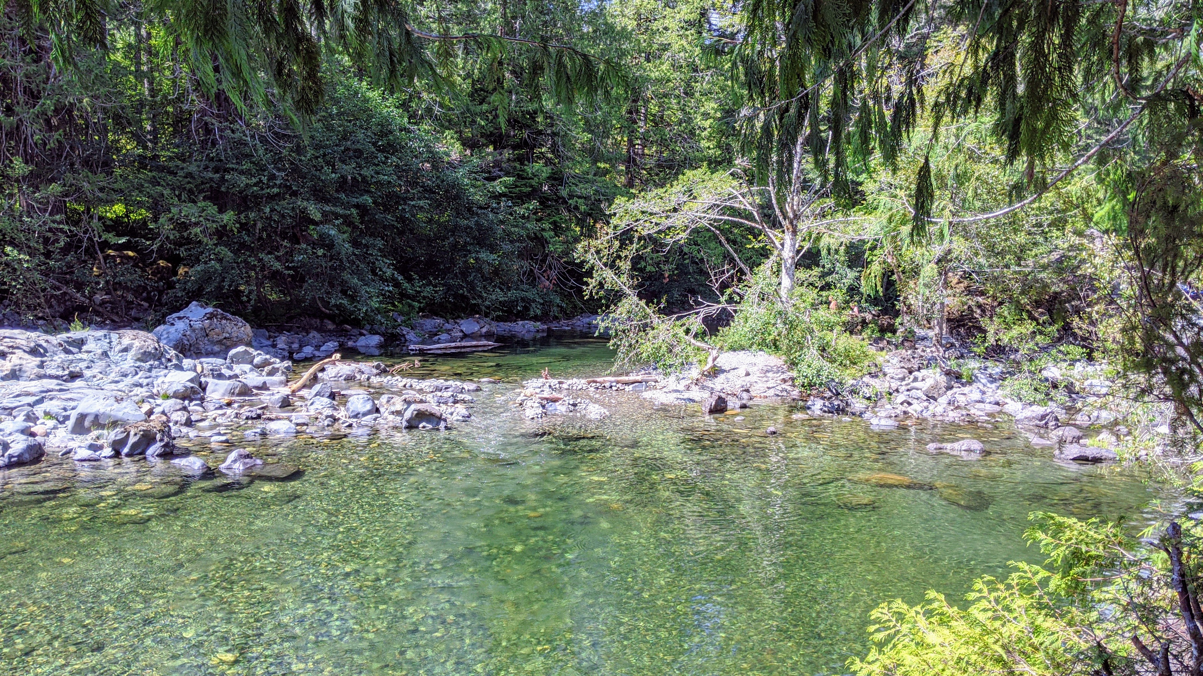 One of the swimming holes at Sooke Potholes Park in Sooke. You can actually slide down the little stream and access the other pools. The water is very cold though!